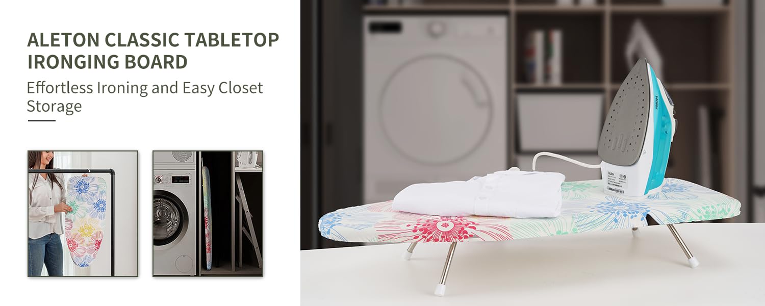 Slieton Tabletop Ironing Board 12"x29" – Portable Folding Ironing Board with Thick Felt Padding, Heat-Resistant Cover, Stainless Steel Legs, Compact & Space-Saving Design