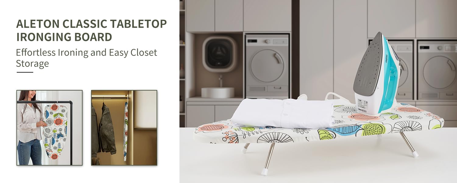 Slieton Tabletop Ironing Board 12"x29" – Portable Folding Ironing Board with Thick Felt Padding, Heat-Resistant Cover, Stainless Steel Legs, Compact & Space-Saving Design