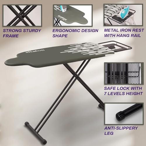 SLIETON Extra Large Ironing Board with Hang Rail and Iron Rest 64" L x 20" W x 38" H