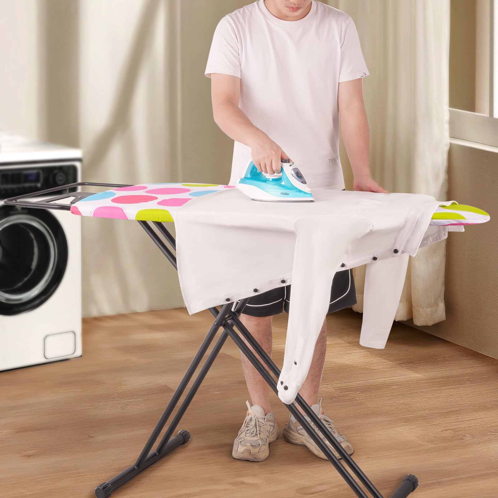 SLIETON Extra Large Ironing Board with Hang Rail and Iron Rest 64" L x 20" W x 38" H