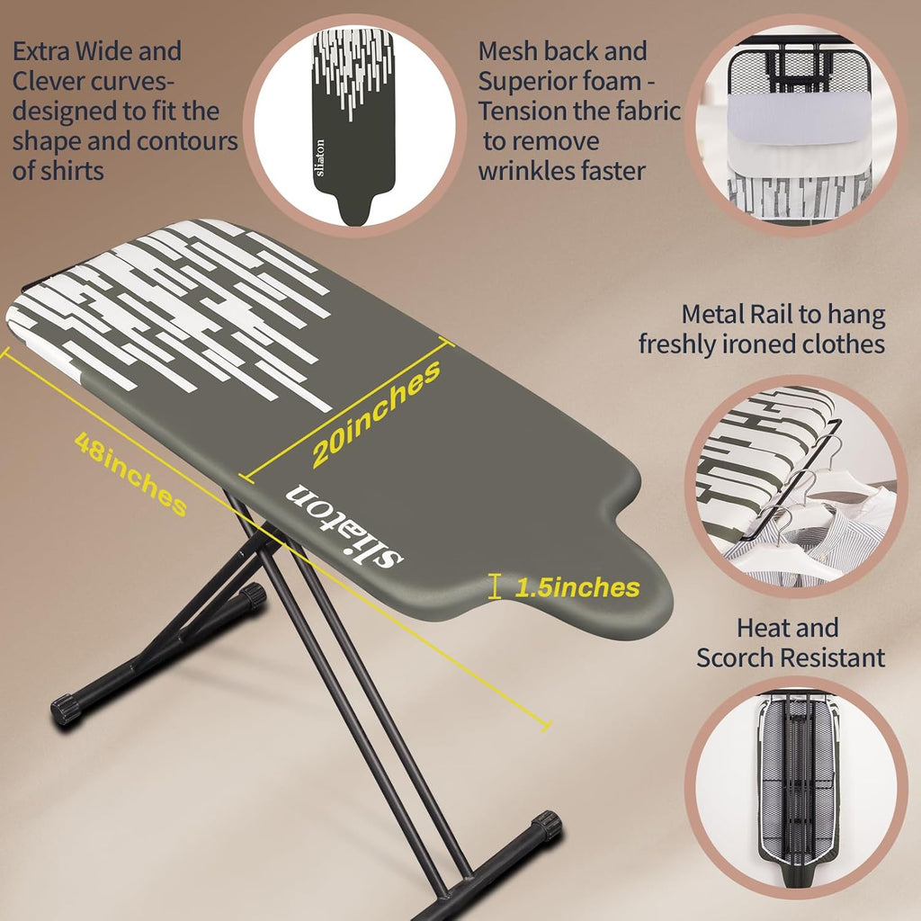 Slieton Extra Large Ironing Board with Large Hang Rail
