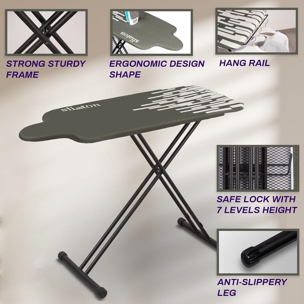 Slieton Extra Large Ironing Board with Large Hang Rail