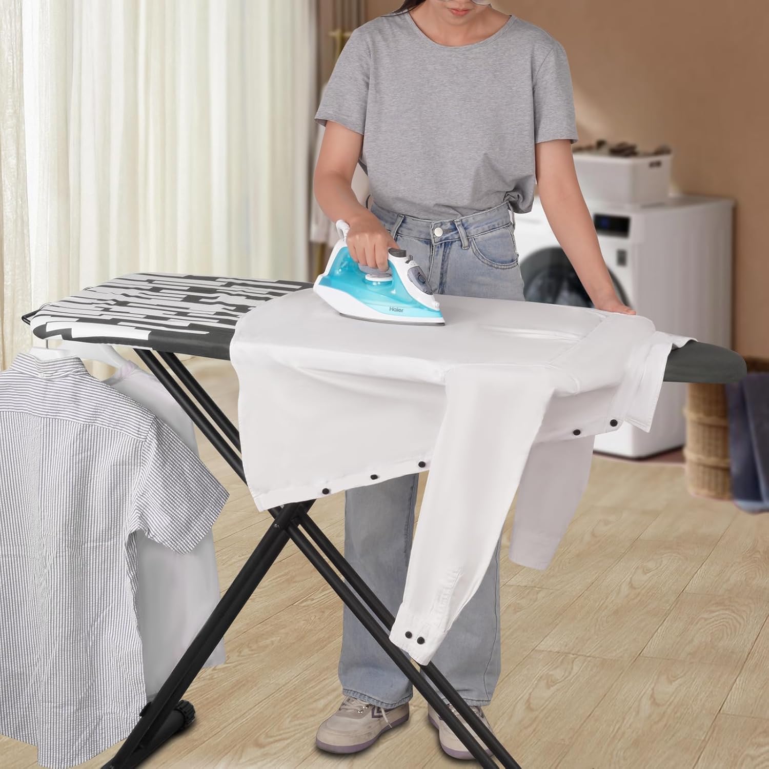 SLIETON Extra Large Ironing Board with Hang Rail and Iron Rest 64" L x 20" W x 38" H