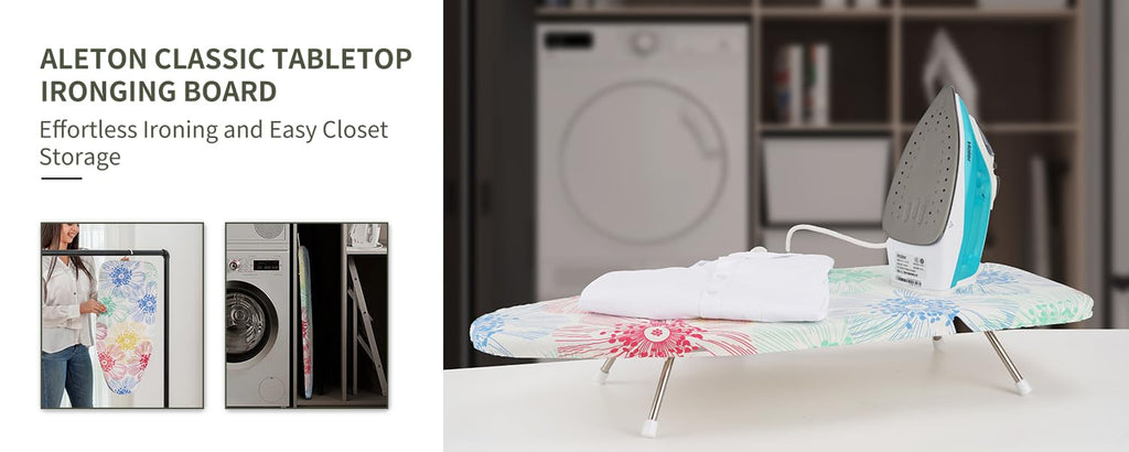 Slieton Tabletop Ironing Board 12"x29" – Portable Folding Ironing Board with Thick Felt Padding, Heat-Resistant Cover, Stainless Steel Legs, Compact & Space-Saving Design